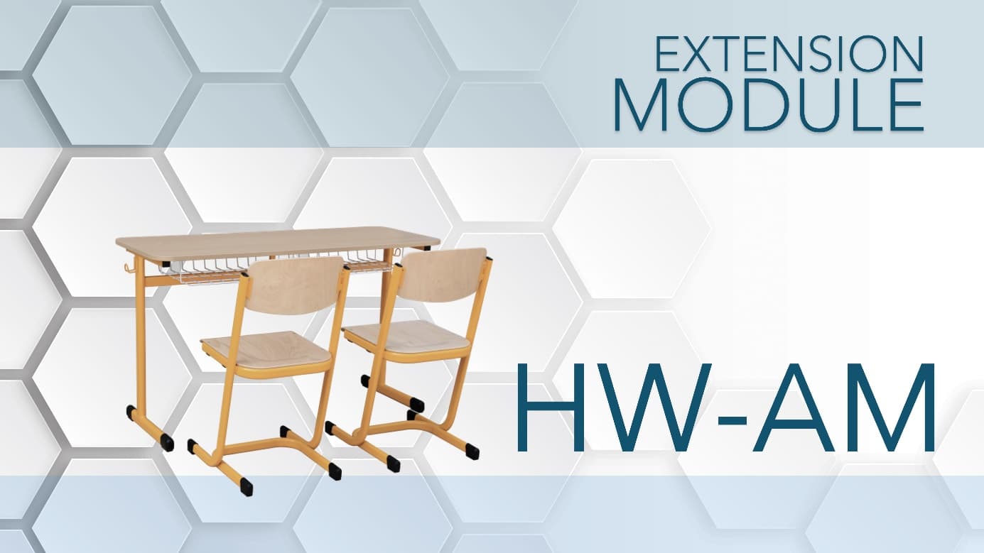 Extension module classroom equipment — interactive displays, tablets, microscopes, measuring instruments, classroom furniture and computers