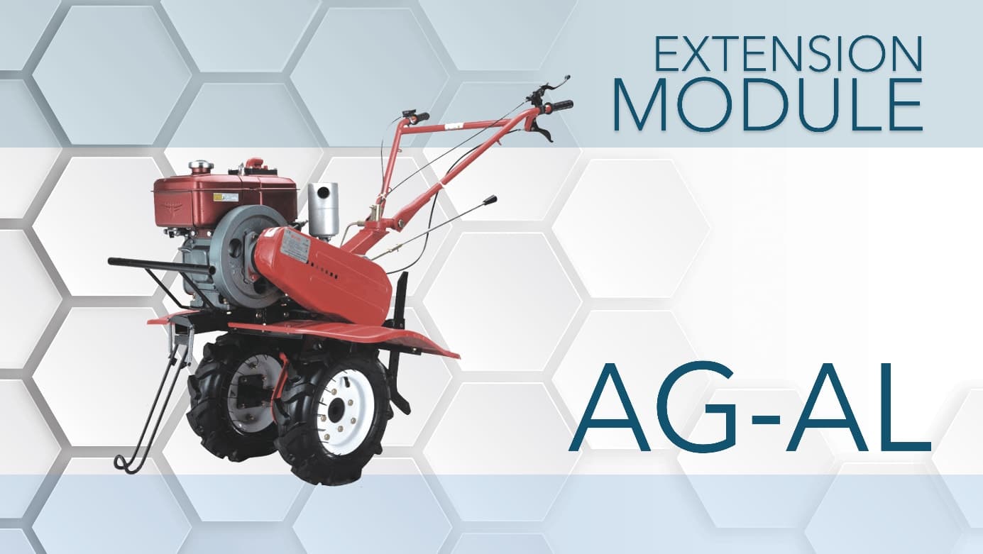 Agriculture department training workshop with farm machinery and laboratory equipment