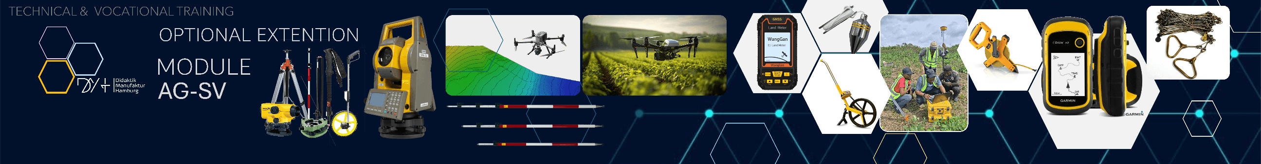 Land surveying equipment measuring agricultural fields