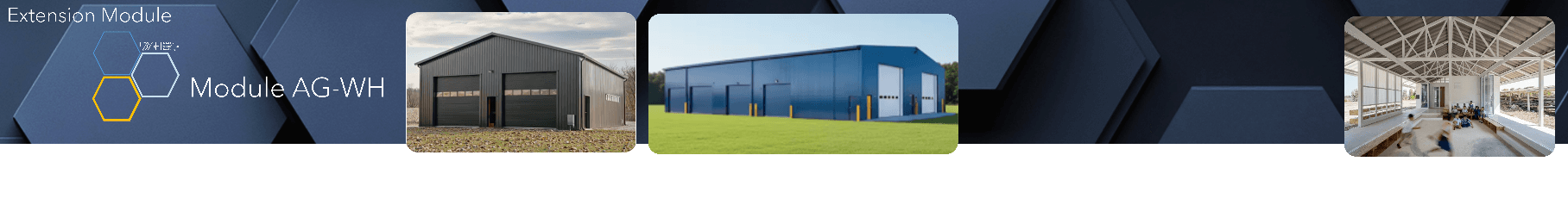 Extension module AG-WH — prefabricated modular steel halls and warehouses