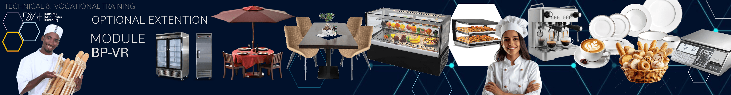 Bakery café with pastry display case and espresso machine