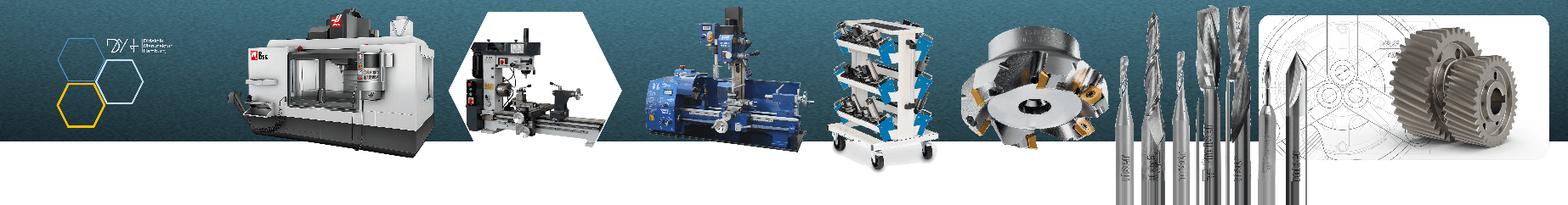 Extension module MT-ME — CNC machining centre, combination lathe-mill, tool trolley, milling cutters, drills and gears