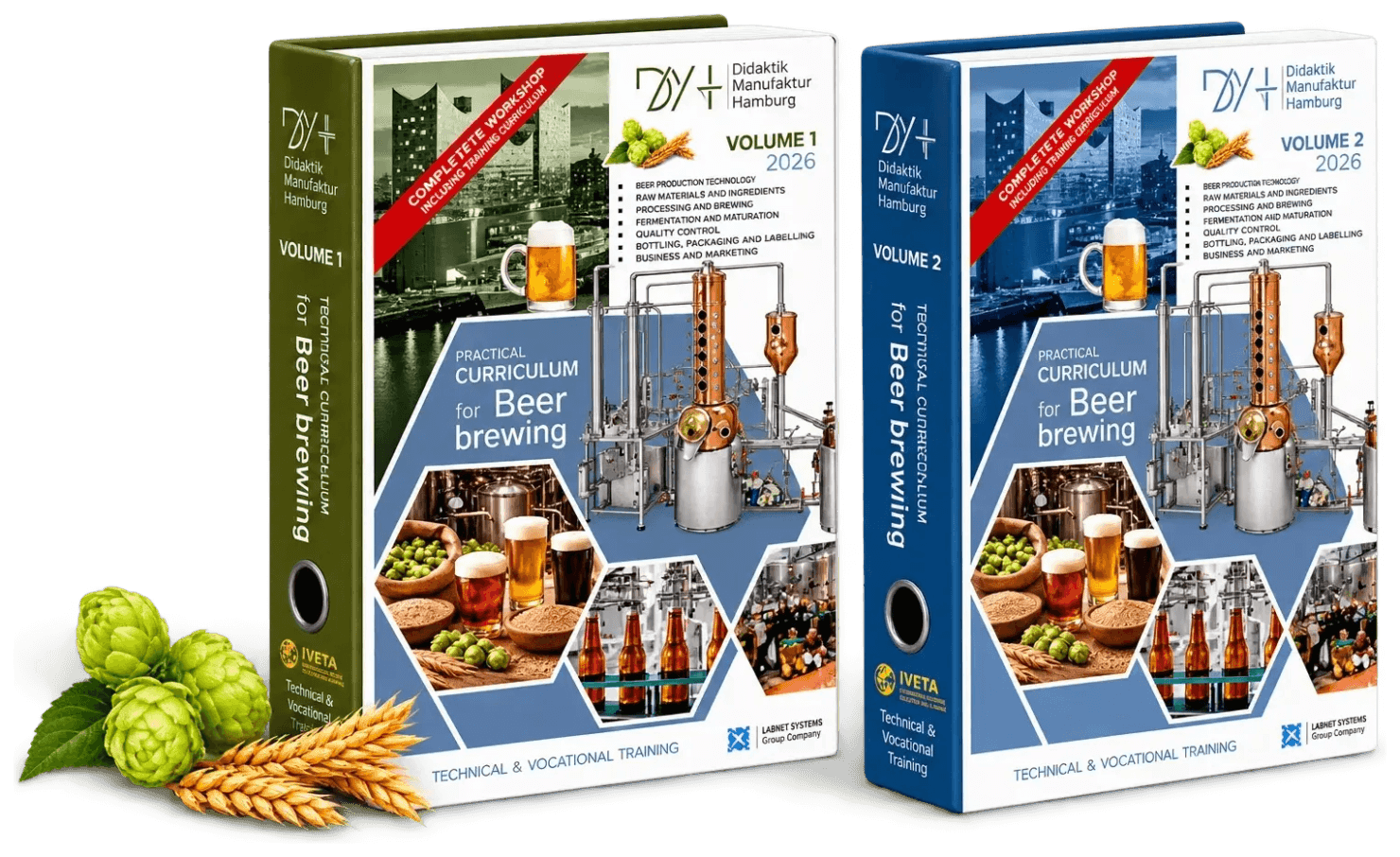 Curriculum technique DMH pour le brassage de bière — Volume 1 et Volume 2, avec équipement professionnel d'atelier