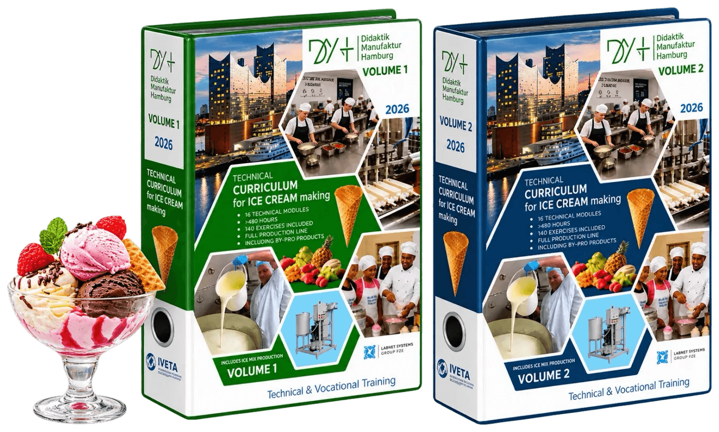Curriculum technique DMH pour la production de crème glacée — Volume 1 et Volume 2, avec équipement professionnel d'atelier
