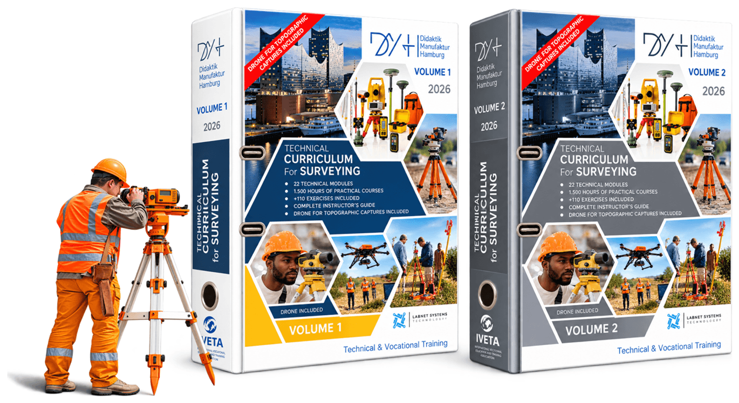 DMH Technical Curriculum for Surveying — Volume 1 and Volume 2, with professional workshop equipment